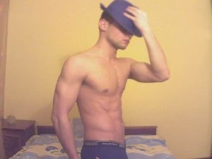 Brunette mike perform close